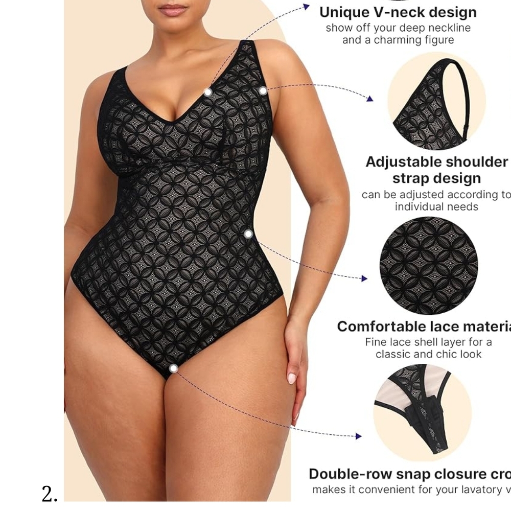 H&M Black Lace Shapewear Bodysuit